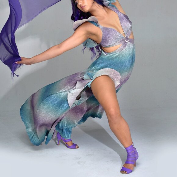 Show Me Your Mumu Francie Ruffle Metallic Dress XS - Picture 4 of 6